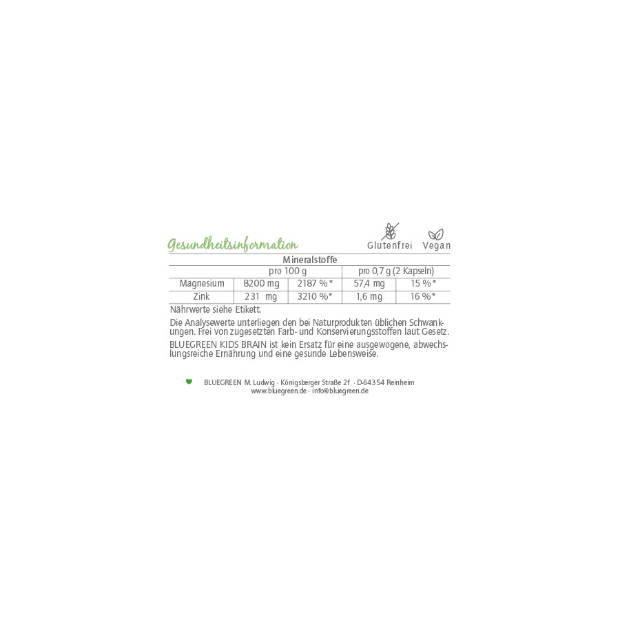 BLUEGREEN KIDS BRAIN KAPSEL 42g, ca. 120 Kapseln – Bild 4
