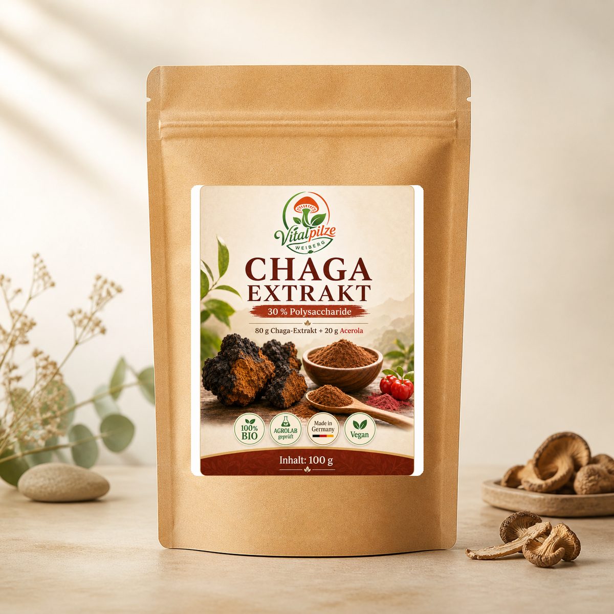 Original Weiberg Chaga Extrakt-Bio-Pulver 100g