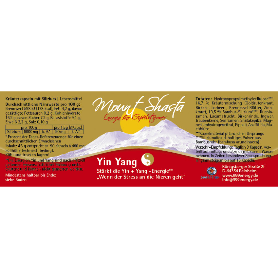 Mount Shasta Yin Yang 45g, ca. 90 Kapseln à 500mg – Bild 2